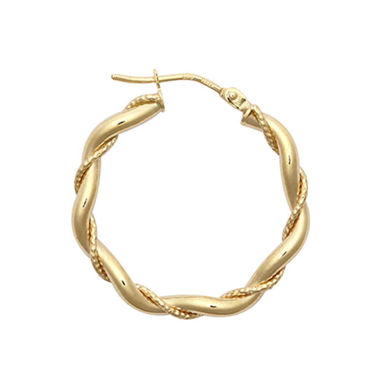 9ct YG 20mm Twist Hoop Earrings