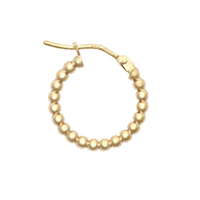 9ct YG 10mm Bead Hoop Earrings