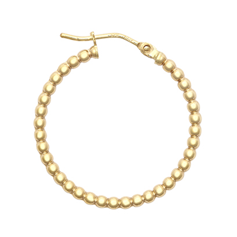 9ct YG 20mm Bead Hoop Earrings