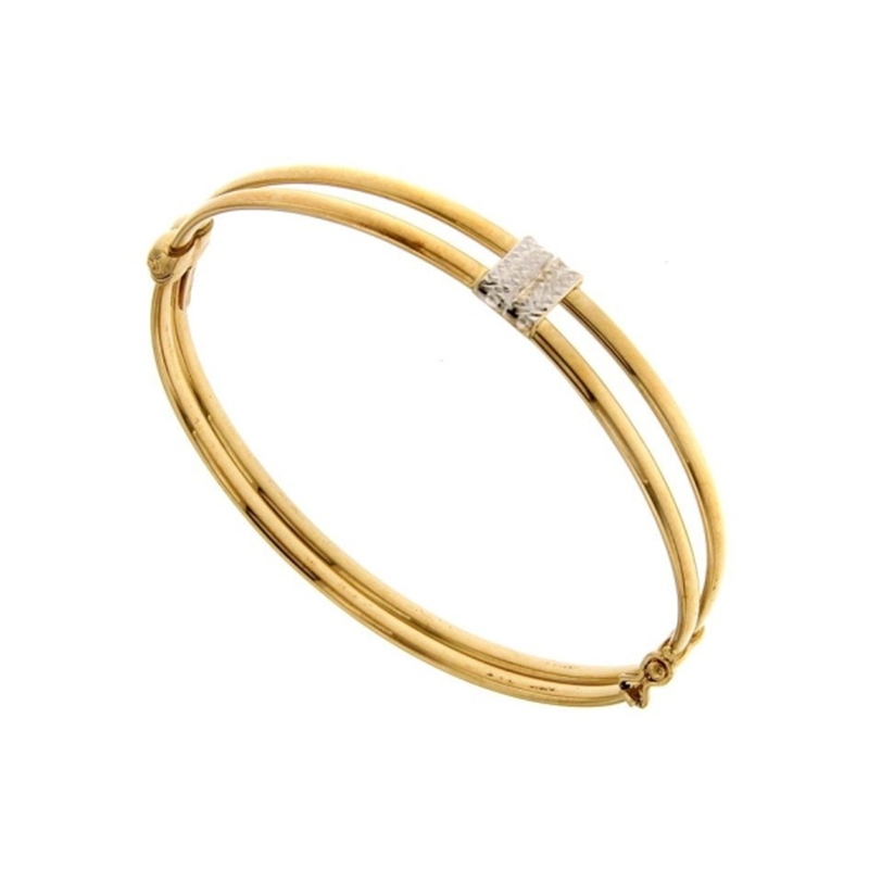 9ct Yellow Gold Fancy Two Row Bangle