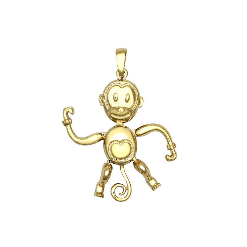 9ct YG Monkey Movable Pendant