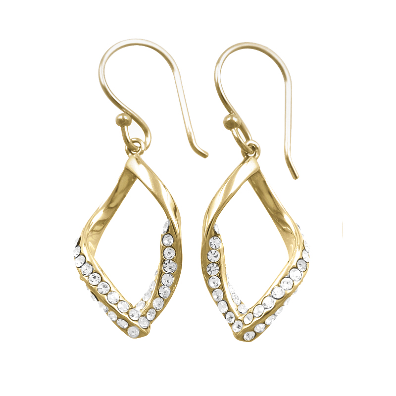 Gold Plated Silver Crystal Drop Earrings