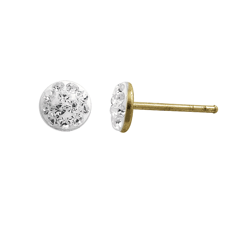 Gold Plated Silver Crystal Circle Stud Earrings