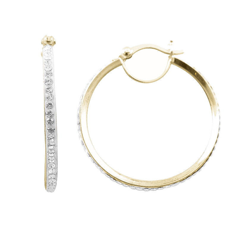 Gold Plated Silver Crystal 30mm Hoop Earrings