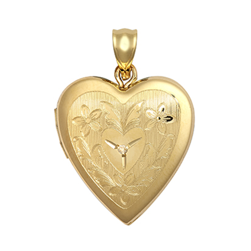 9ct YG 20mm Diamond Heart Locket