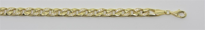 9ct Yellow Gold 6mm Plain/CZ Curb Fusion Chain - 22inch