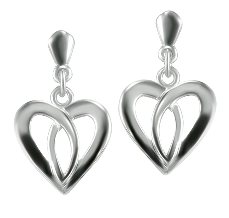 Sterling Silver Celtic Drop Heart Earrings