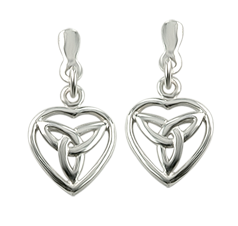 Sterling Silver Celtic Drop Heart Earrings