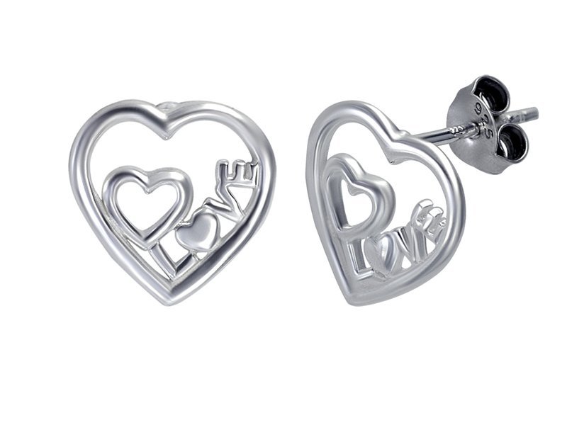 Sterling Silver Love Heart Earrings