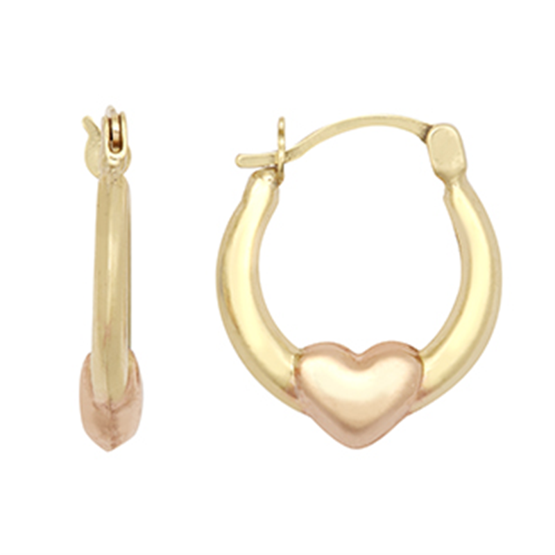9ct Gold Two Colour Heart Creole