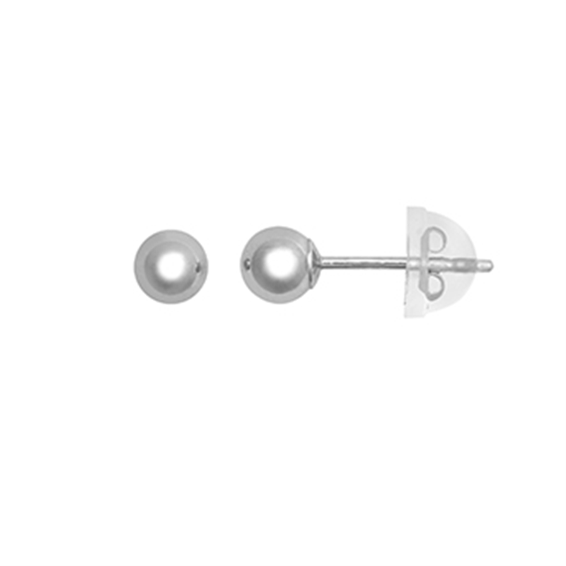 9ct White Gold 4mm Plain Ball Stud Earrings