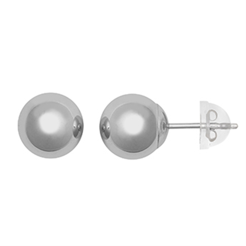 9ct White Gold 8mm Plain Ball Stud Earrings