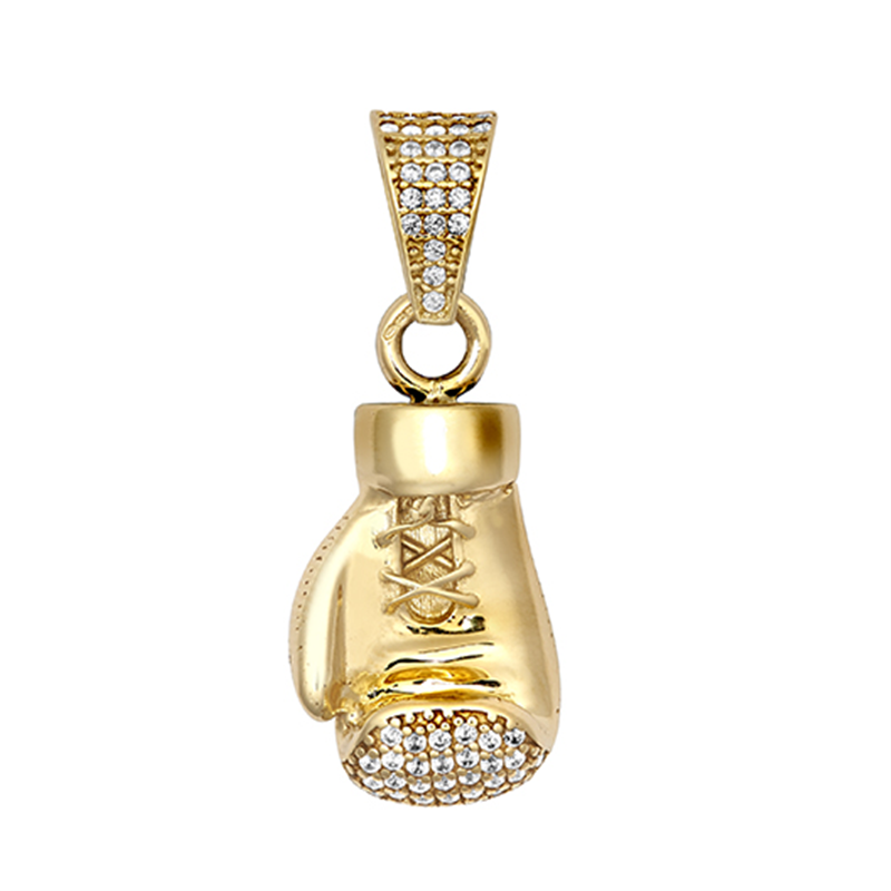 9ct YG Medium Cz Boxing Glove Pendant