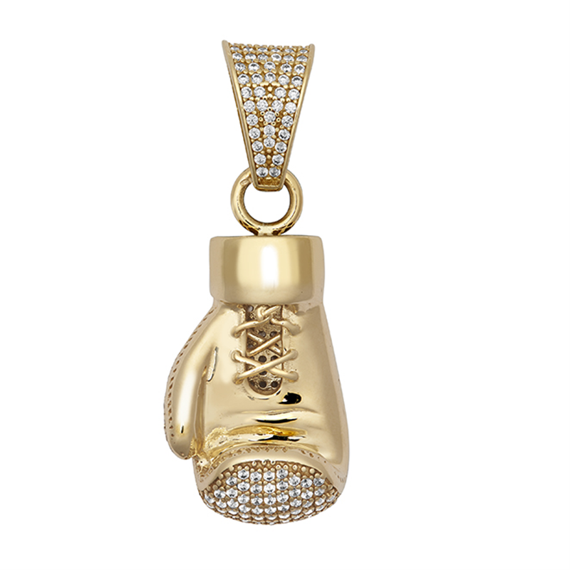 9ct YG Small Cz Boxing Glove Pendant