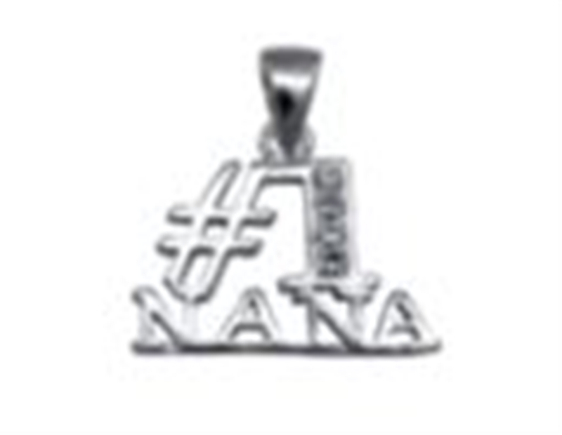 Sterling Silver Crystal #1 Nana Pendant with Chain