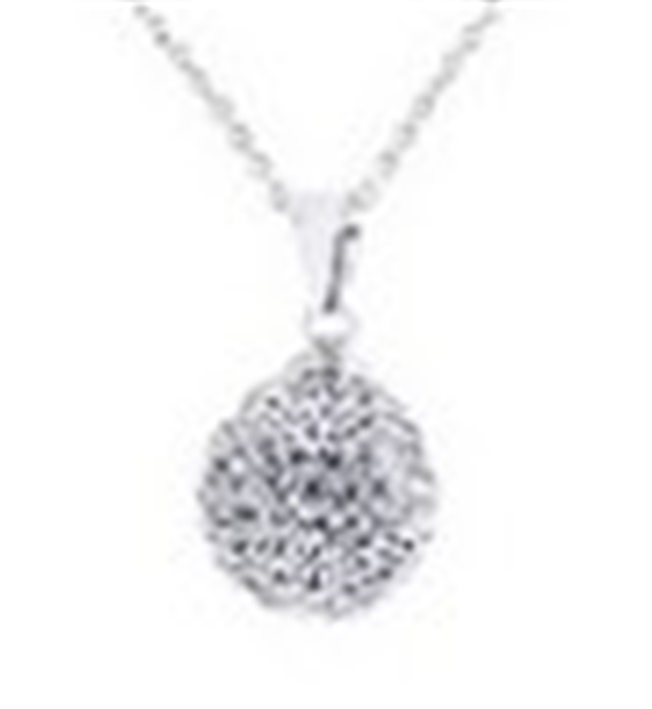 Sterling Silver 8mm White Crystal Ball Pendant with Chain