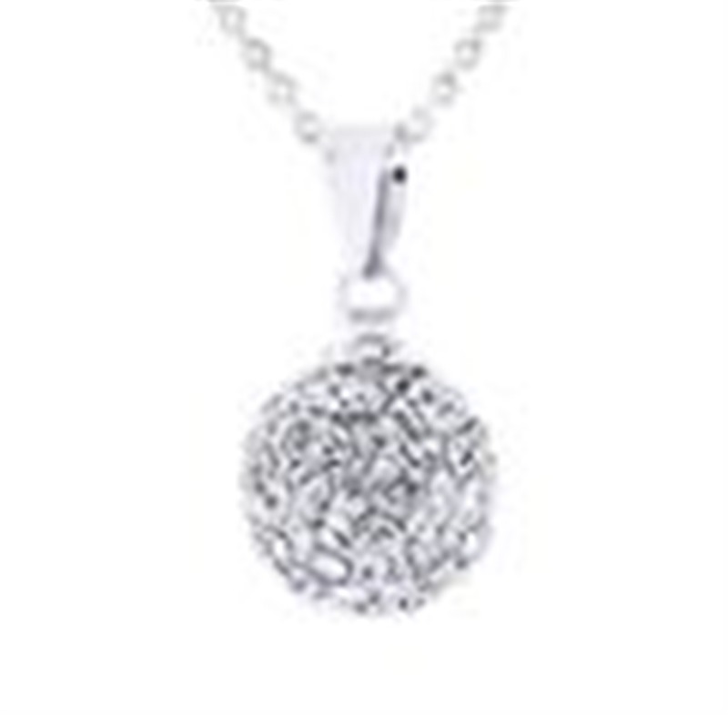 Sterling Silver 10mm White Crystal Ball Pendant With Chain