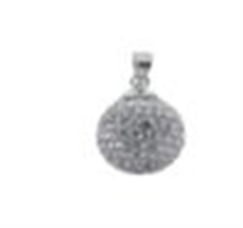 Sterling Silver 14mm White Crystal Ball Pendant with Chain