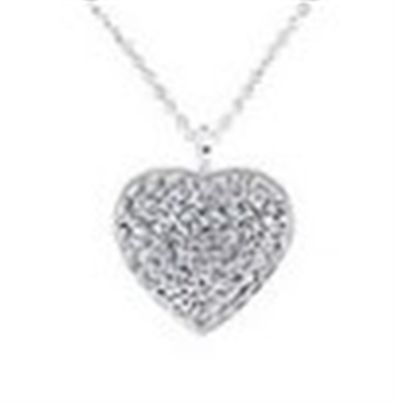 Sterling Silver White Crystal Heart Pendant - 18mm