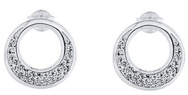 Sterling Silver White Crystal Stud Earrings