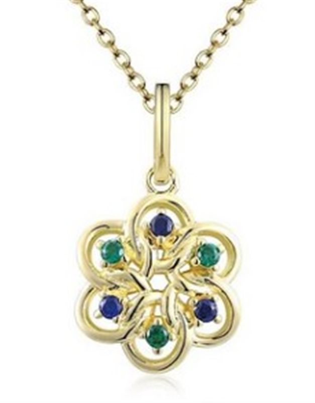 Yellow Gold Plated Sterling Silver Floral CZ Pendant with Chain