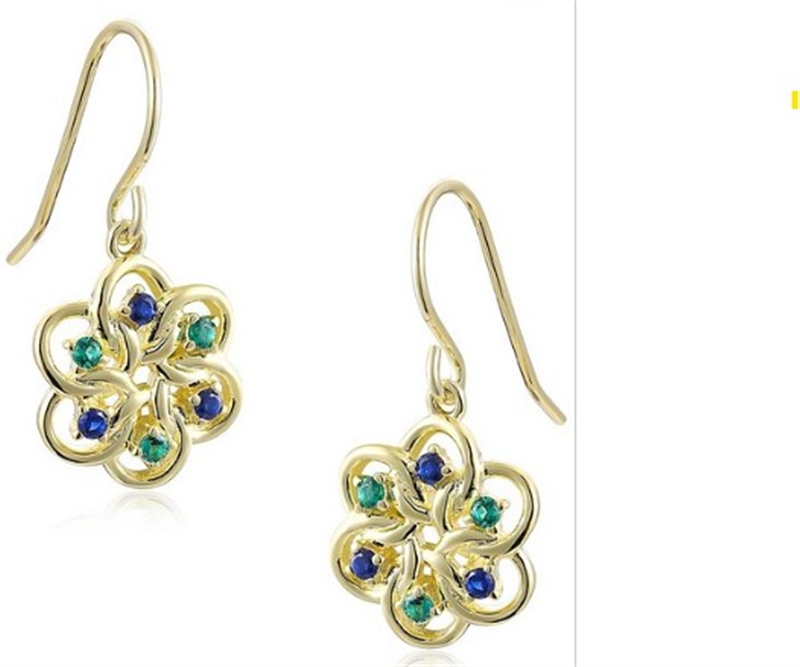 Yellow Gold Plated Sterling Silver Floral CZ Earrings