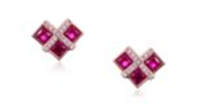 Yellow Gold Plated Sterling Silver Ruby CZ Stud Earrings
