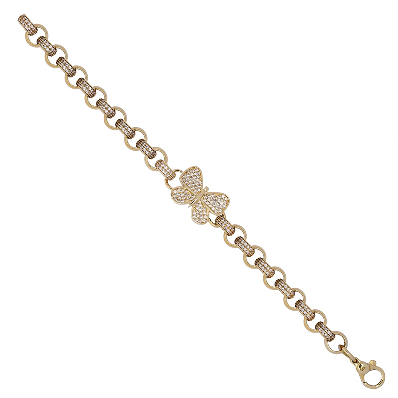 9ct YG CZ Butterfly Belcher Baby Bracelet