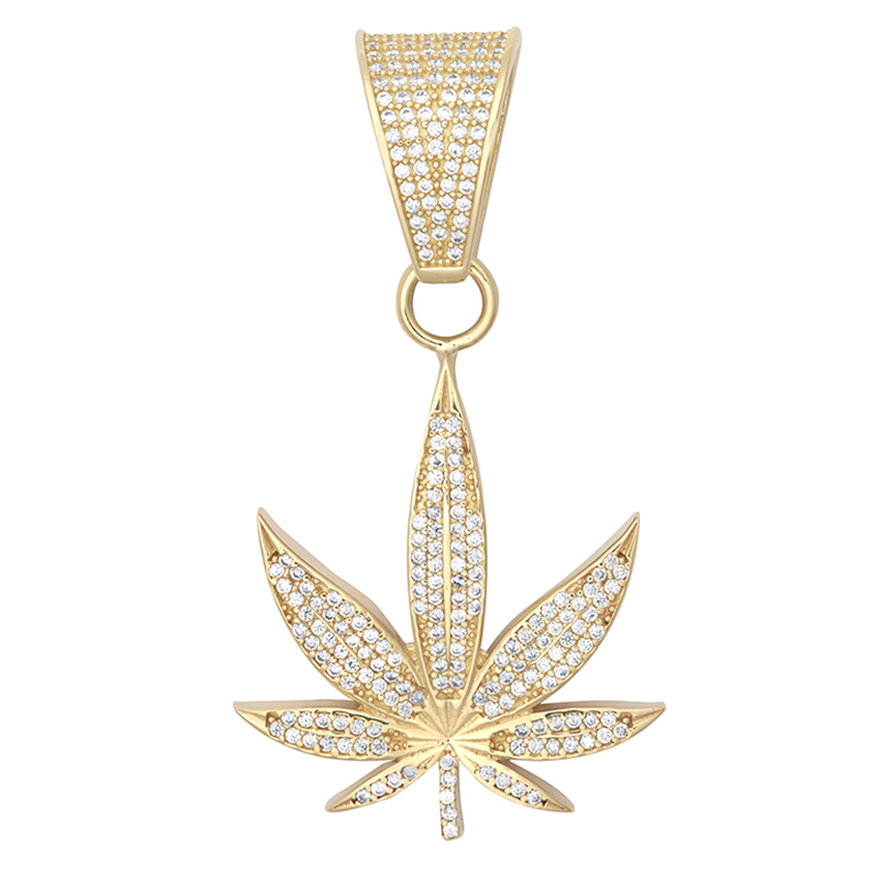 9ct YG Cz Leaf Pendant