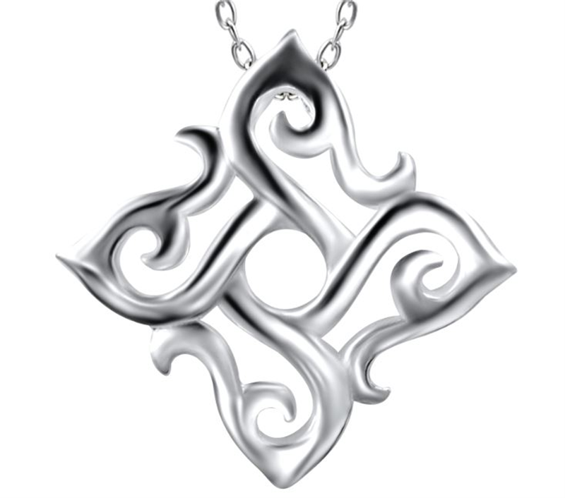 Sterling Silver Tribal Shape Pendant with Chain