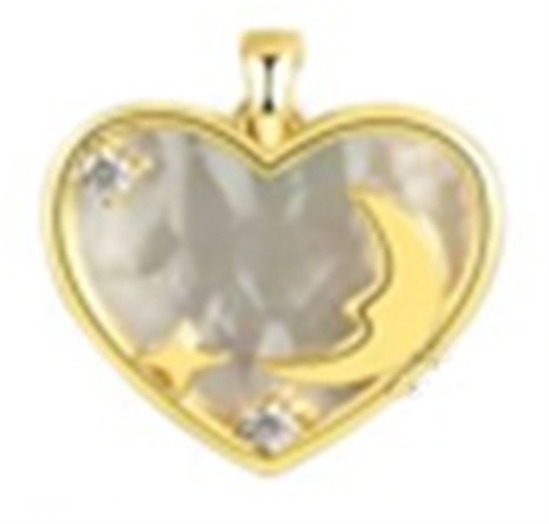 Sterling Silver Gold Plated Mother Of Pearl CZ Moon & Stars Pendant