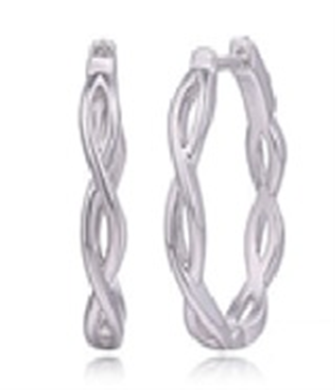 Sterling Silver Rhodium Plated 30mm Entwined Hoop Earrings
