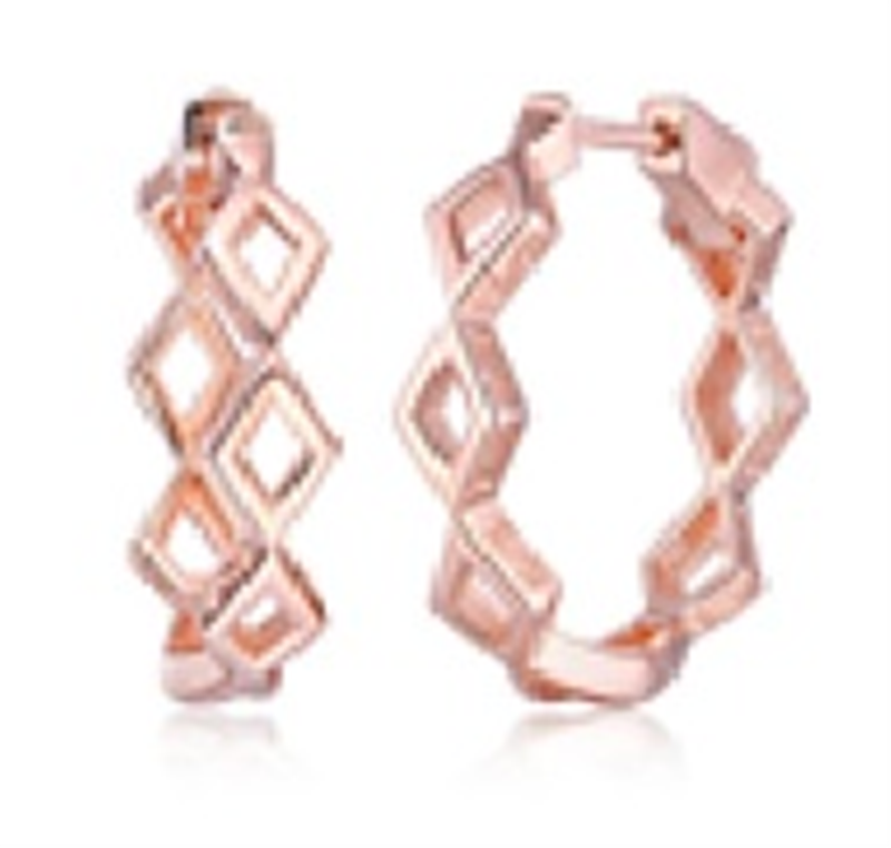 Sterling Silver Gold Plated Diamond Shape Hoop Earrings