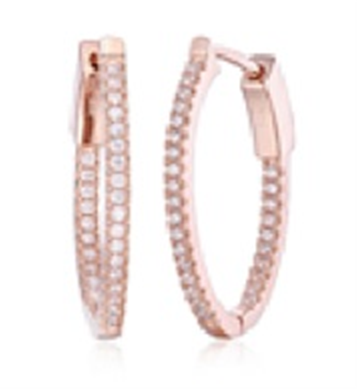 Sterling Silver Gold Plated 27mm Inside Out CZ Hoop Earrings