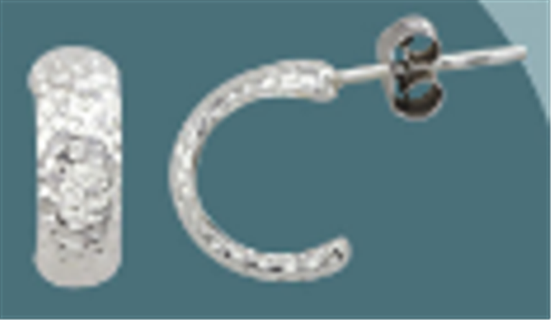 Sterling Silver Hammered Texture 1/2 Hoop Studs