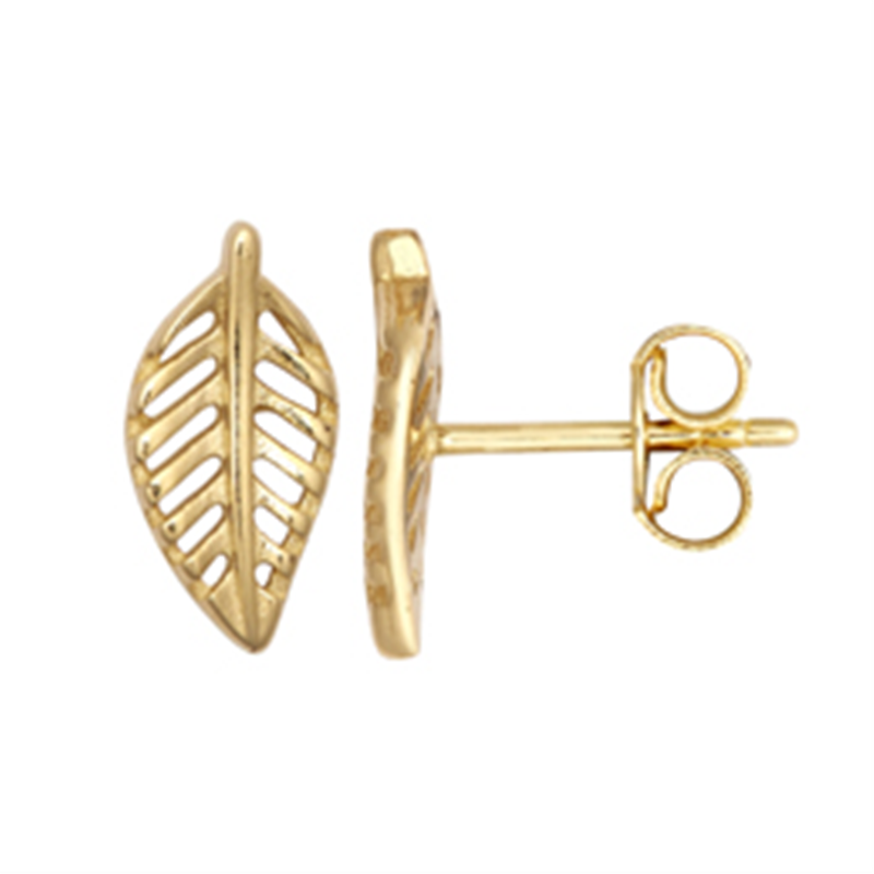 9ct YG Leaf Stud Earrings