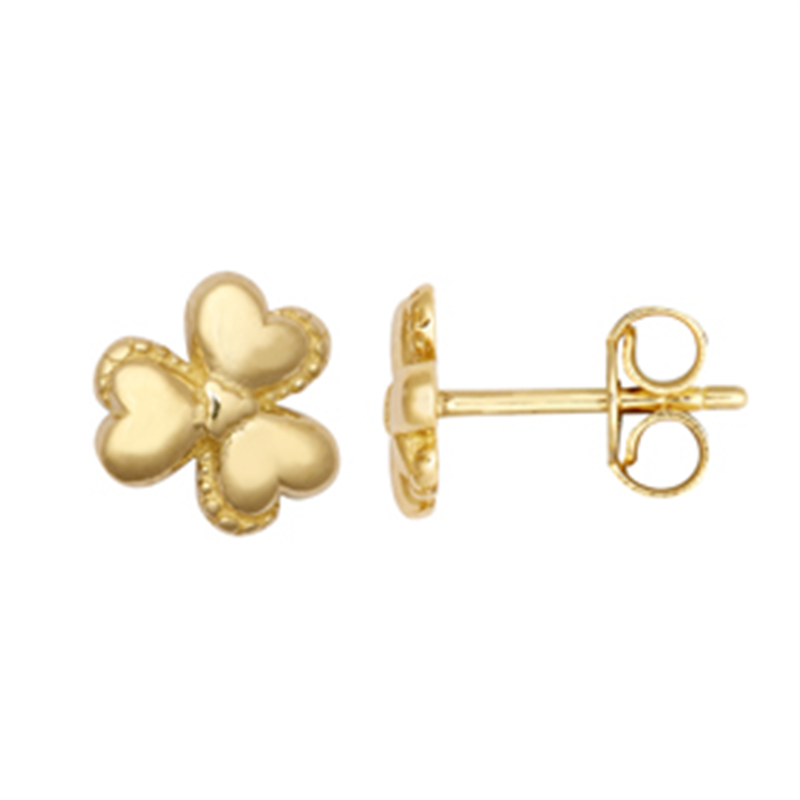 9ct YG Shamrock Stud Earrings