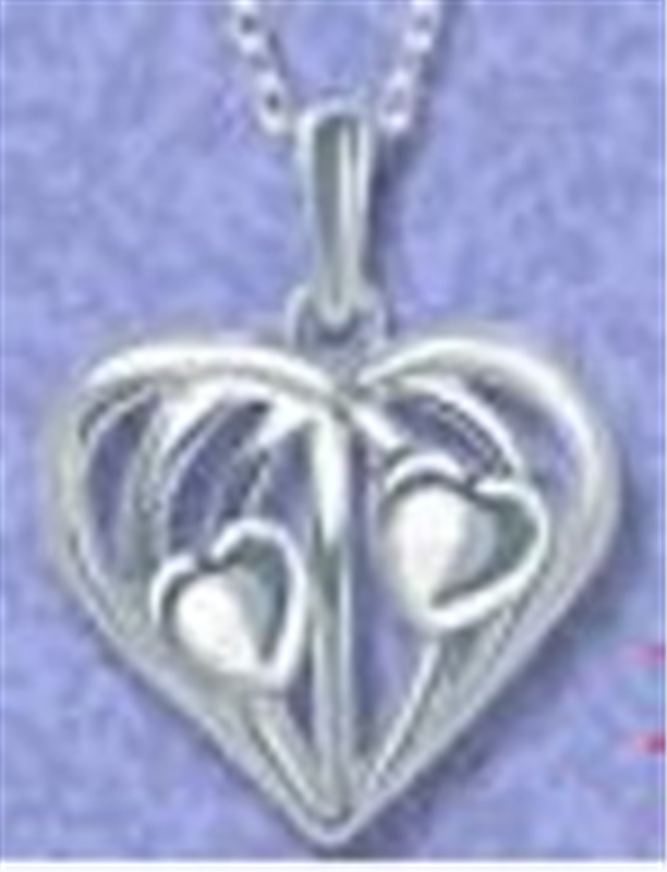 Sterling Silver Heart in Heart Pendant / 18