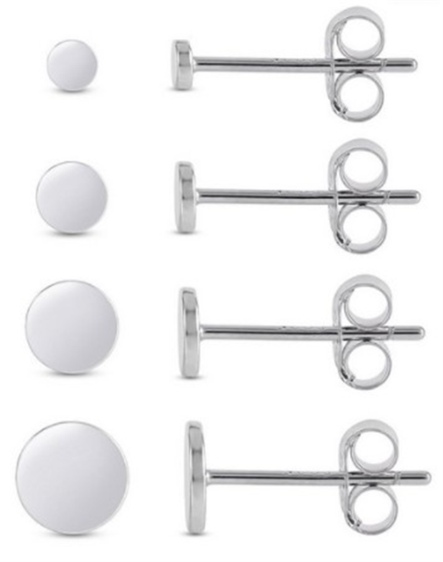 Sterling Silver Circles 4 Pair Stud Earring Set
