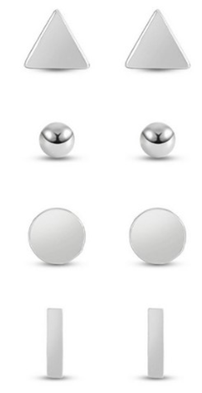 Sterling Silver 4 Pair Stud Earring Set