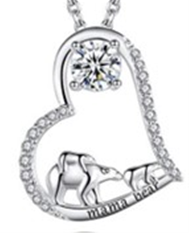 Sterling Silver Family Heart CZ Pendant / 18