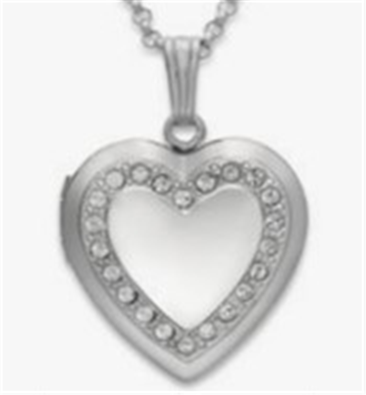 Sterling Silver 14mm CZ Heart Locket Pendant / 18