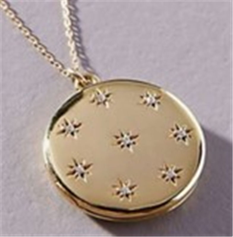 Sterling Silver 16mm Yellow Gold Plated Starstruck CZ Locket Pendant / 18