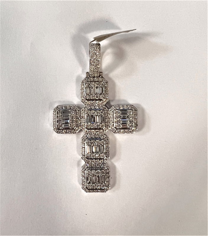14ct WG 4.58ct Diamond Cross Pendant