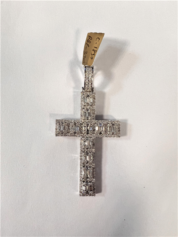 14ct WG 2.75ct Diamond Cross Pendant