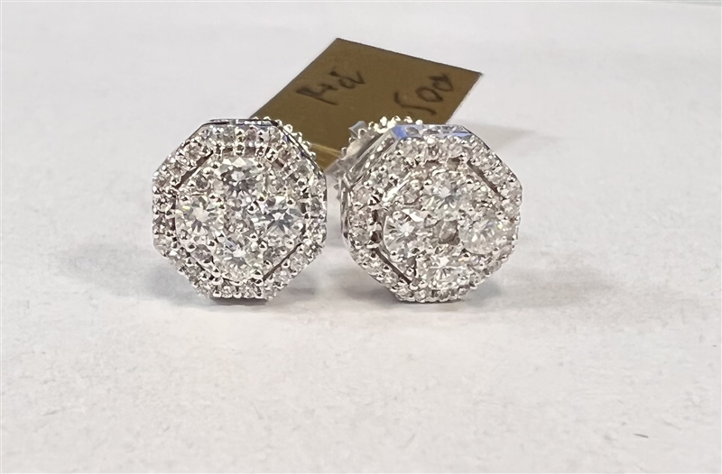 14ct WG 0.50ct Diamond Cluster Stud Earrings