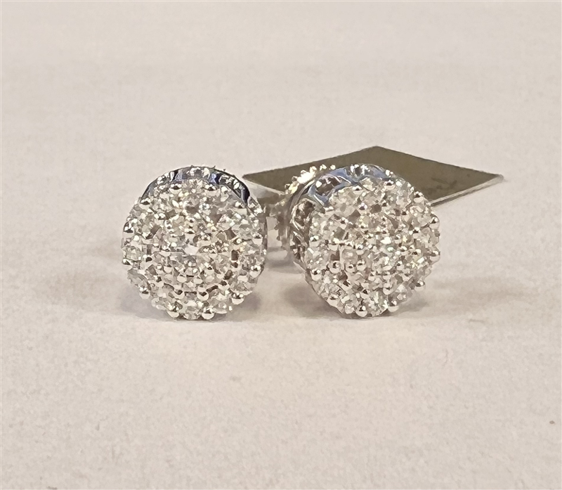 14ct WG 0.50ct Diamond Cluster Stud Earrings