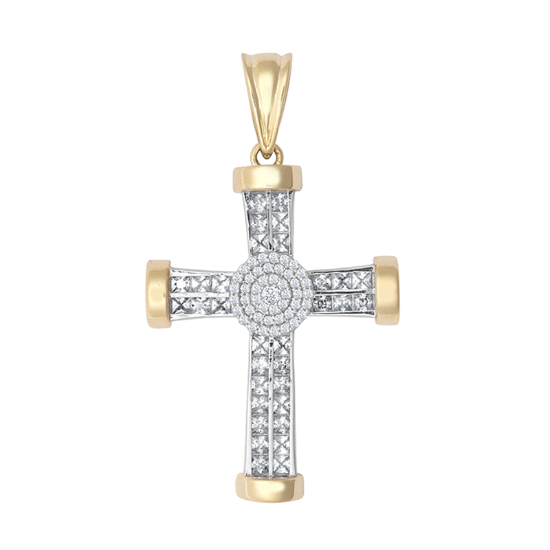 9ct YG CZ Cross Pendant