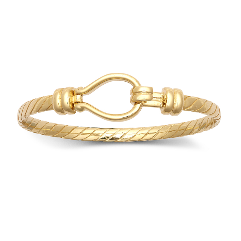 9ct YG Plain Twisted Baby Hook Bangle