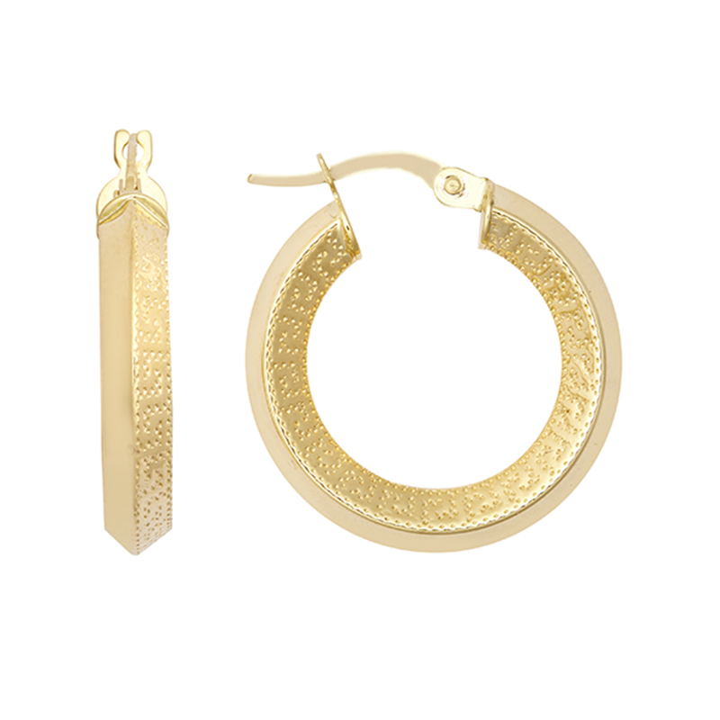 9ct YG Greek Key Creole Earrings 22mm